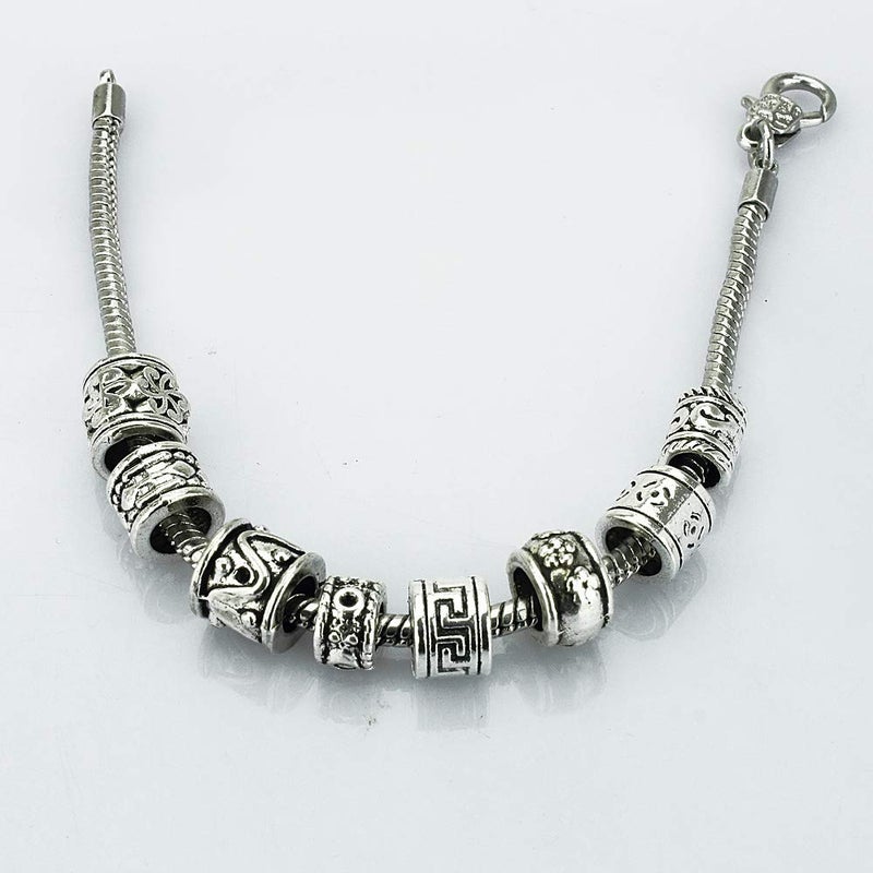 LolliBeads (TM) Antiqued Silver Tone Bracelet Jewelry Marking Large Hole Spacer Beads Round Tube Charm Beads (80pcs) - Image 4